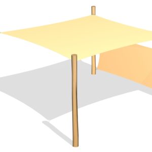 Solsejls opstilling 3.6×3.6m incl. 1 sidesejl
