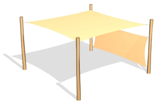 Solsejls opstilling 3.6×3.6m incl. 1 sidesejl