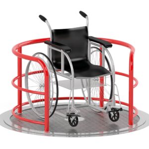 Rød karrusel til kørerstolsbruger