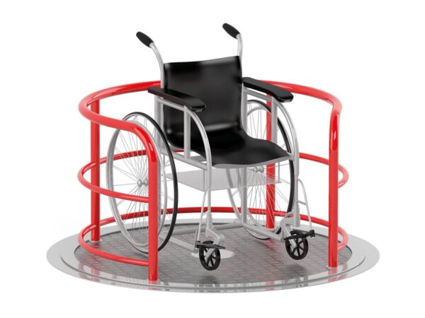 Rød karrusel til kørerstolsbruger